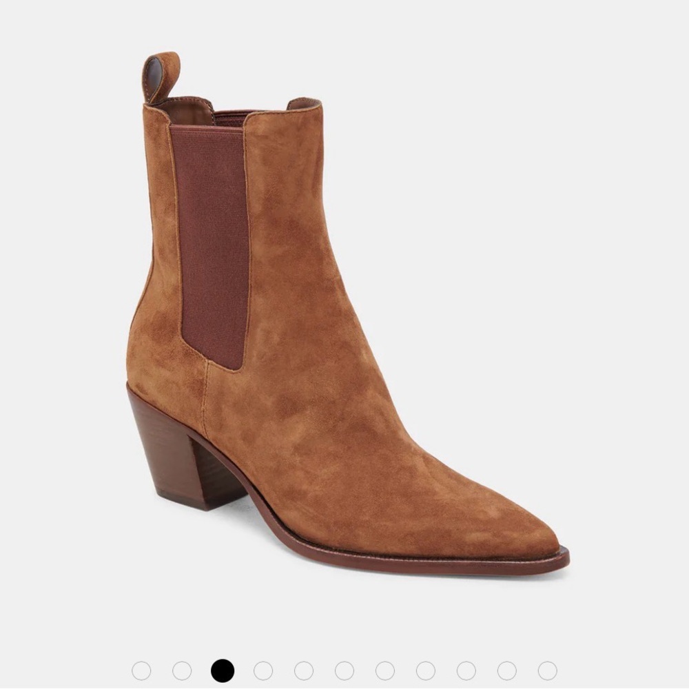Dolce Vita Tan Suede Pointed Chelsea Ankle Boot